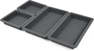 Baking Pan Dividers - Silicone Baking Trays, Sheet Pan Cooking, Nonstick 4 Piece Set, Reinforced Rims, Ribbed Bottoms, Oven Dishwasher Safe