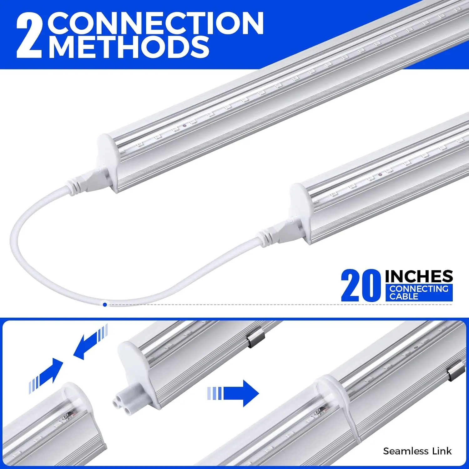 Barrina UV LED Blacklight Bar, 9W 2ft, T5 Integrated Bulb, Black Light Fixture for Blacklight Poster Halloween Decorations and Christmas Party, Fun Atmosphere with Built-in ON/Off Switch(4-Pack)