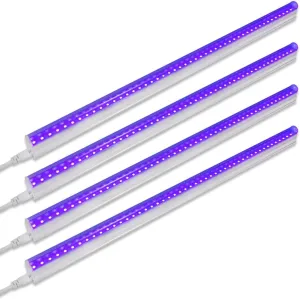 Barrina UV LED Blacklight Bar, 9W 2ft, T5 Integrated Bulb, Black Light Fixture for Blacklight Poster Halloween Decorations and Christmas Party, Fun Atmosphere with Built-in ON/Off Switch(4-Pack)