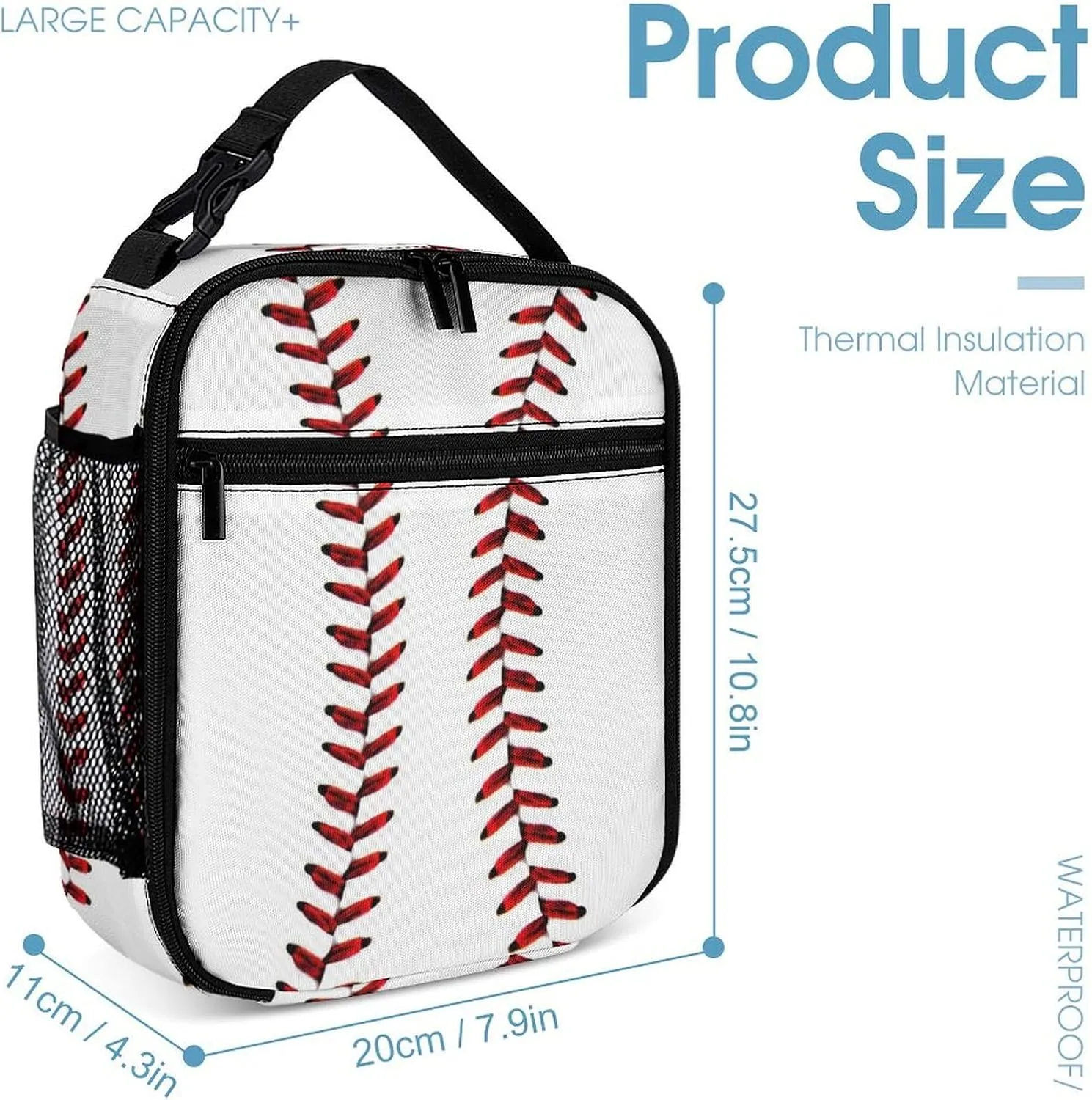Baseball Backpack Travel Camping with Lunch Box Set for Work Office College Picnic, 3 in 1 Backpacks Matching Combo