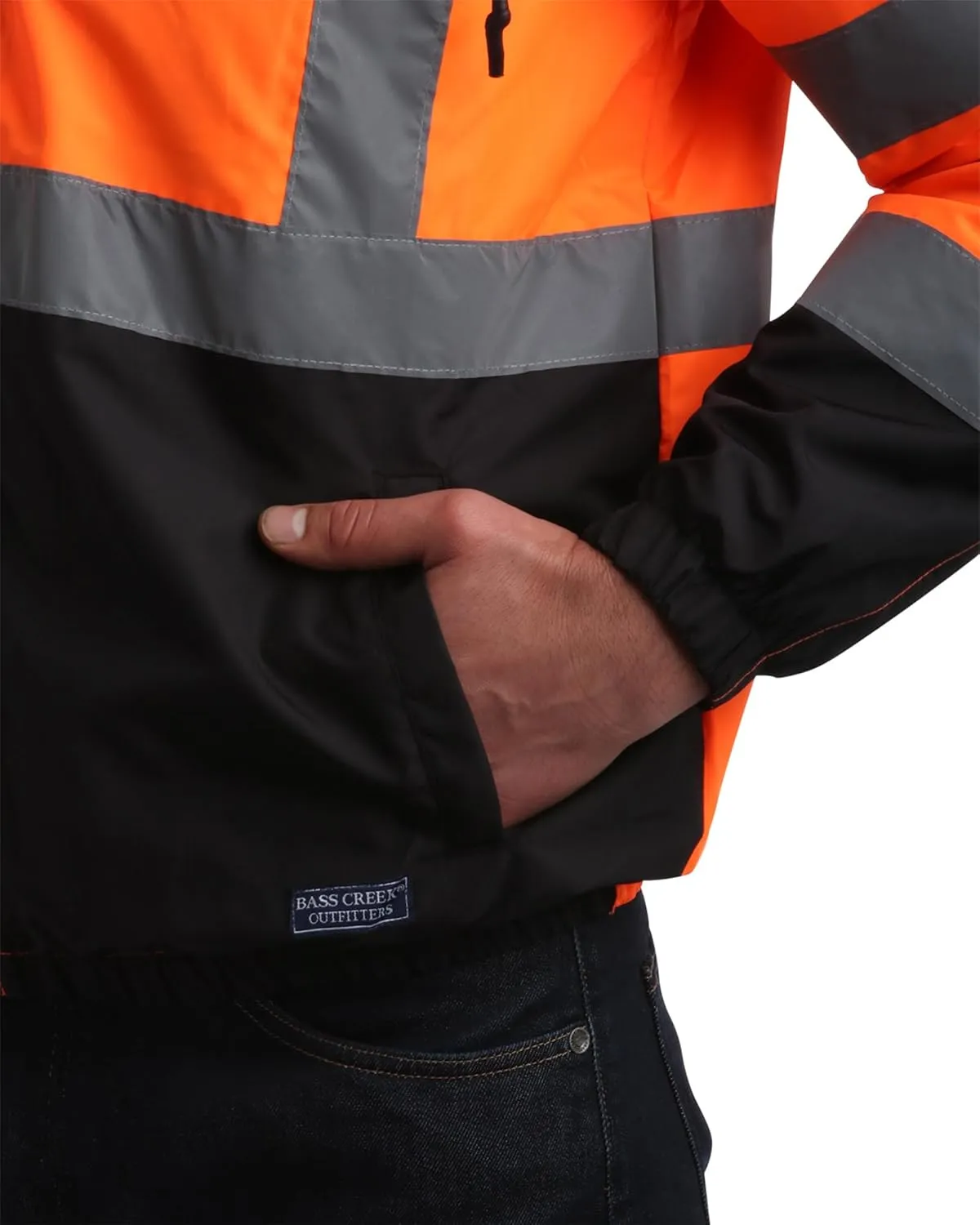 Bass Creek Outfitters Men's Hi Vis Jacket - ANSI Class 3 Safety Rain High Vis Waterproof Reflective Workwear (Sizes: M-XXL)