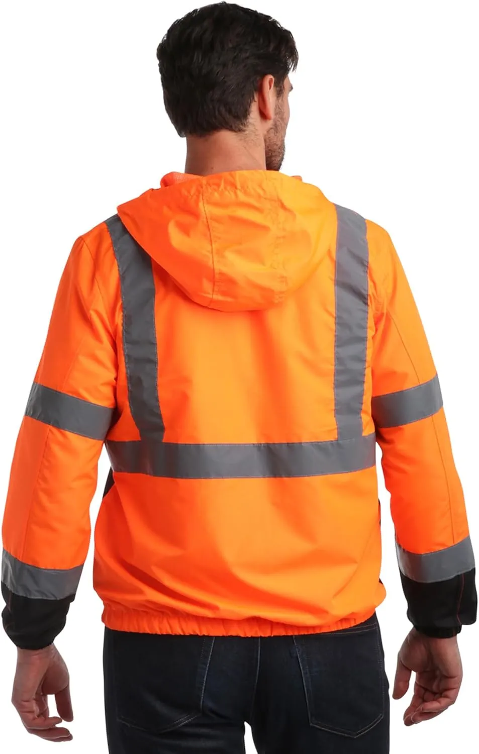 Bass Creek Outfitters Men's Hi Vis Jacket - ANSI Class 3 Safety Rain High Vis Waterproof Reflective Workwear (Sizes: M-XXL)