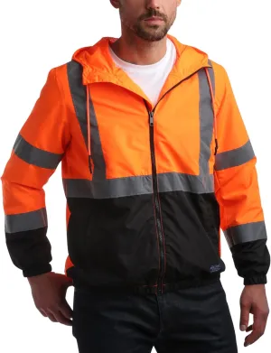 Bass Creek Outfitters Men's Hi Vis Jacket - ANSI Class 3 Safety Rain High Vis Waterproof Reflective Workwear (Sizes: M-XXL)