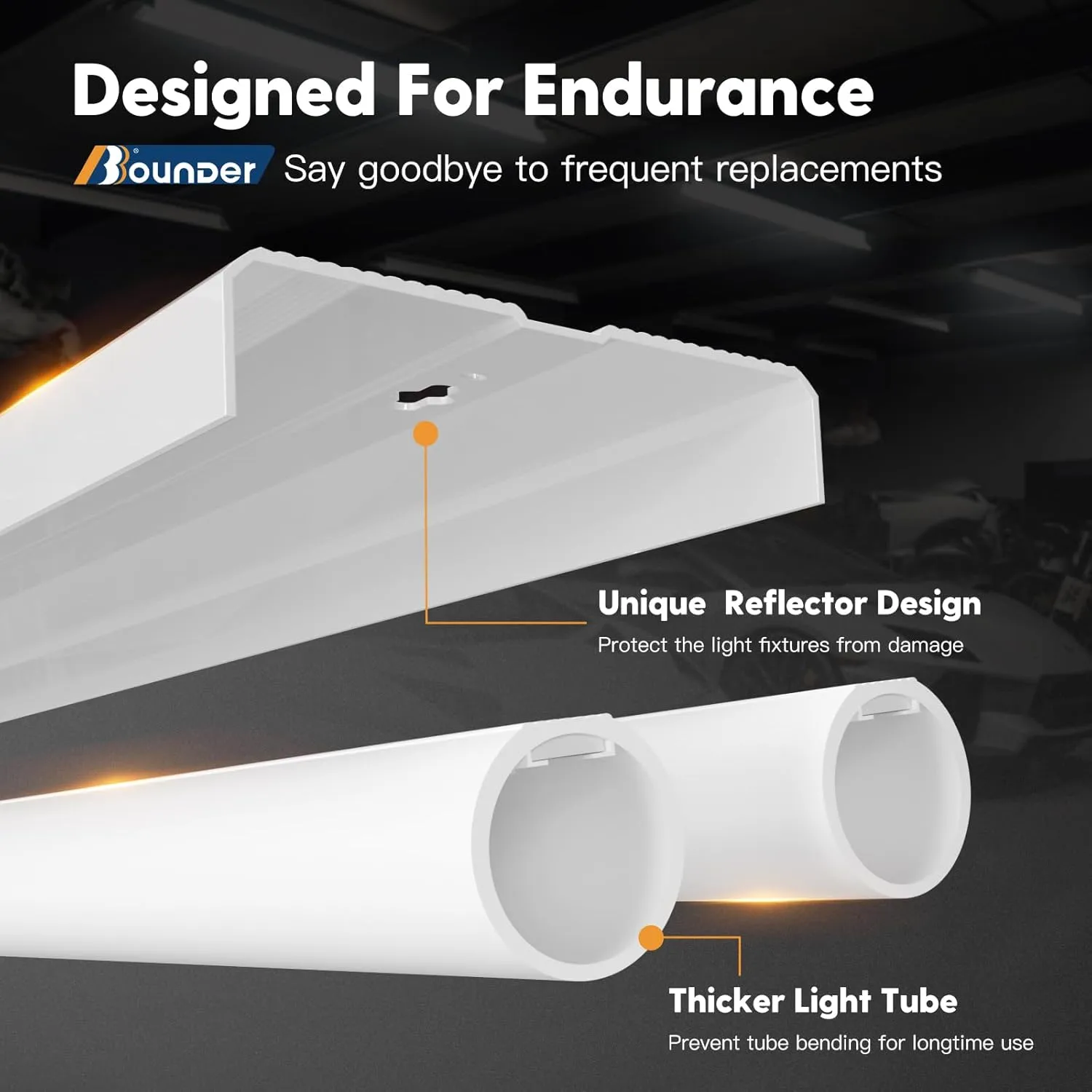 BBOUNDER 12 Pack Linkable LED Shop Light with Reflector, Super Bright 6500K Cool Daylight, 4400 LM, 4 FT, 48 Inch Integrated Fixture for Garage, 40W Equivalent 250W, Surface & Suspension Mount, Black