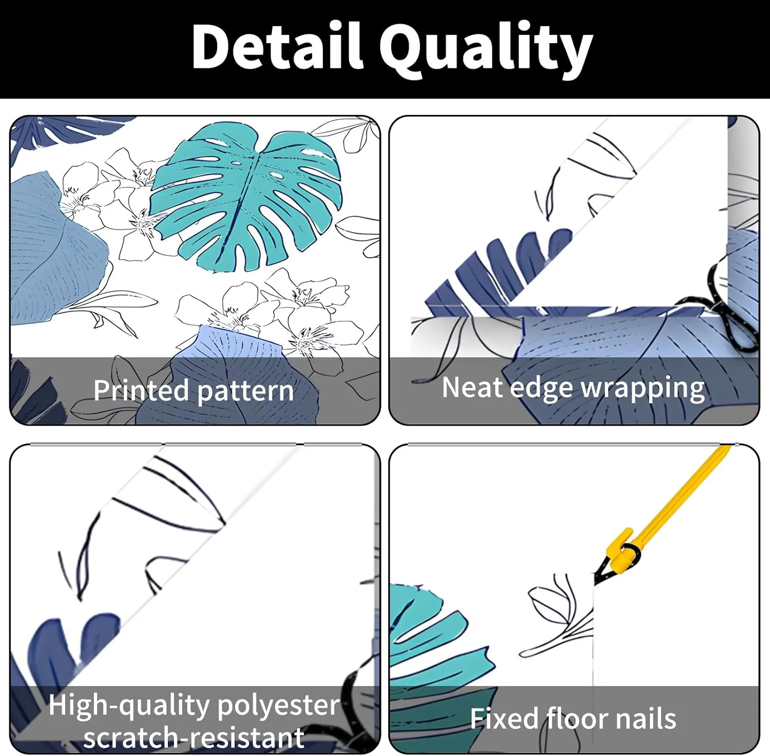 Beach Blanket Waterproof Sandproof Extra Large 80"x80" Sand Free Mat for 1-8 Adults, Quick Drying with 4 Stakes & Corner Pockets for Beach Travel Camping Picnic Hiking, Tropical Leaves
