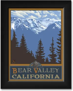 Bear Valley California Snowy Mountain Ridges Professionally Framed Art Print from Travel Artwork by Artist Paul A. Lanquist Framed Art Size: 11" x 14"