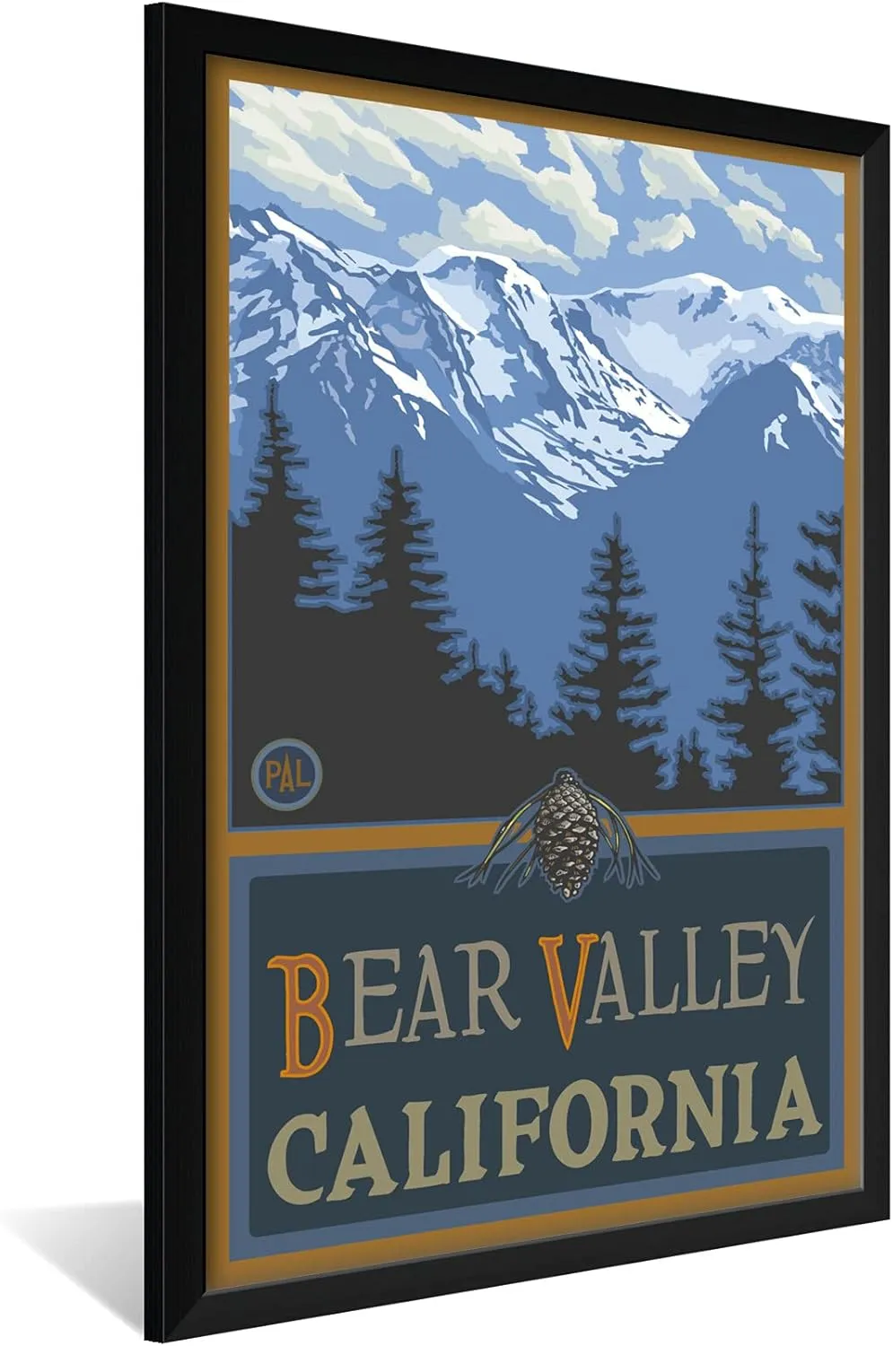 Bear Valley California Snowy Mountain Ridges Professionally Framed Art Print from Travel Artwork by Artist Paul A. Lanquist Framed Art Size: 26" x 38"