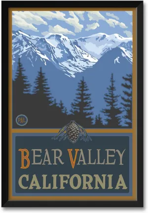 Bear Valley California Snowy Mountain Ridges Professionally Framed Art Print from Travel Artwork by Artist Paul A. Lanquist Framed Art Size: 26" x 38"