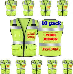 BeautyWill Custom Logo Safety Vest Class2 High Visibility Reflective Vest Breathable Construction Vest