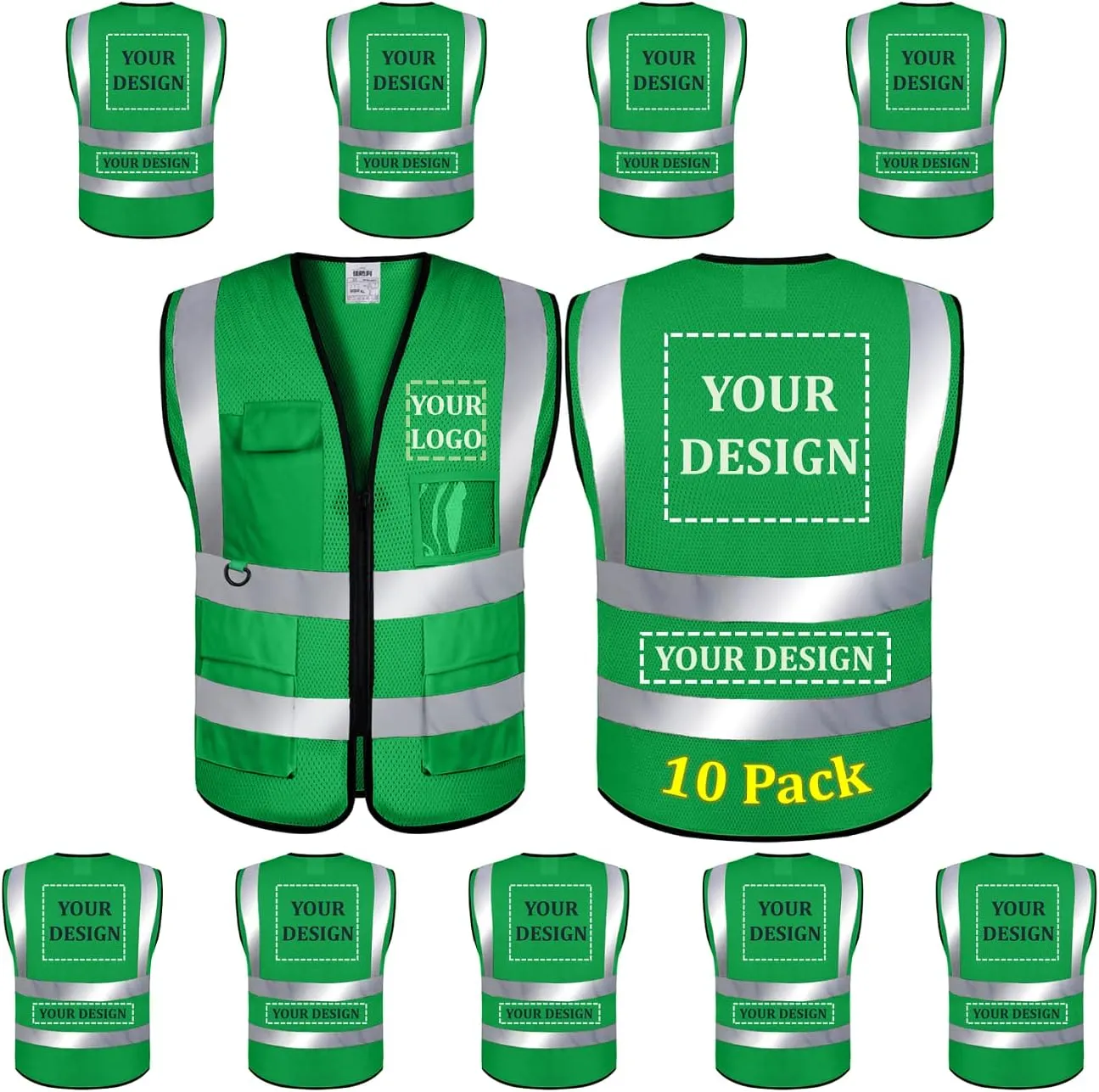 BeautyWill Custom Logo Safety Vest Class2 High Visibility Reflective Vest Breathable Construction Vest