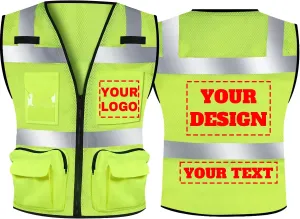 BeautyWill Custom Logo Safety Vest Class2 High Visibility Reflective Vest Breathable Construction Vest