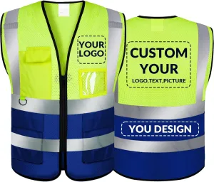 BeautyWill Custom Safety Vest Logo Class 2 High Visibility Reflevtive Vest Outdoor Protective Workwear