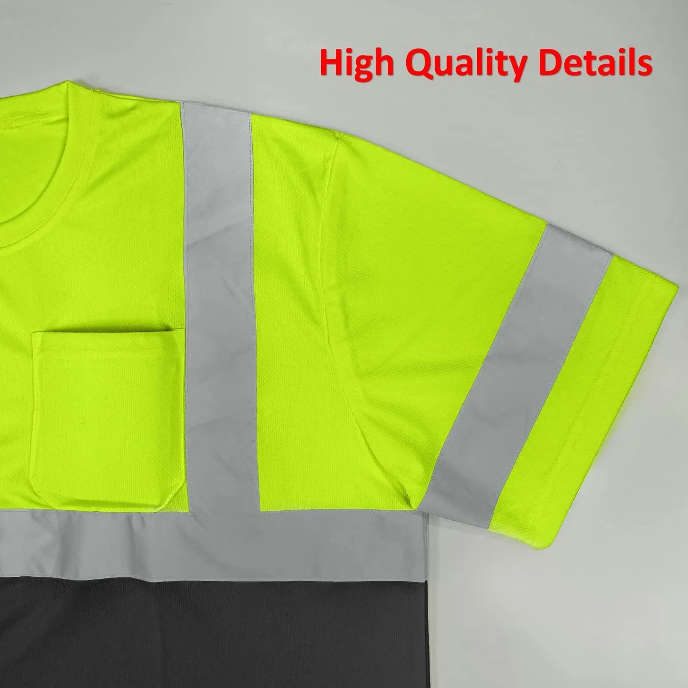 BeautyWill High Visibility Reflective Shirts for Men and Women Class 2 Safety Shirts with 6 Reflective Tapes