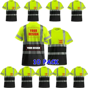 BeautyWill High Visibility Reflective Shirts for Men and Women Class 2 Safety Shirts with 6 Reflective Tapes