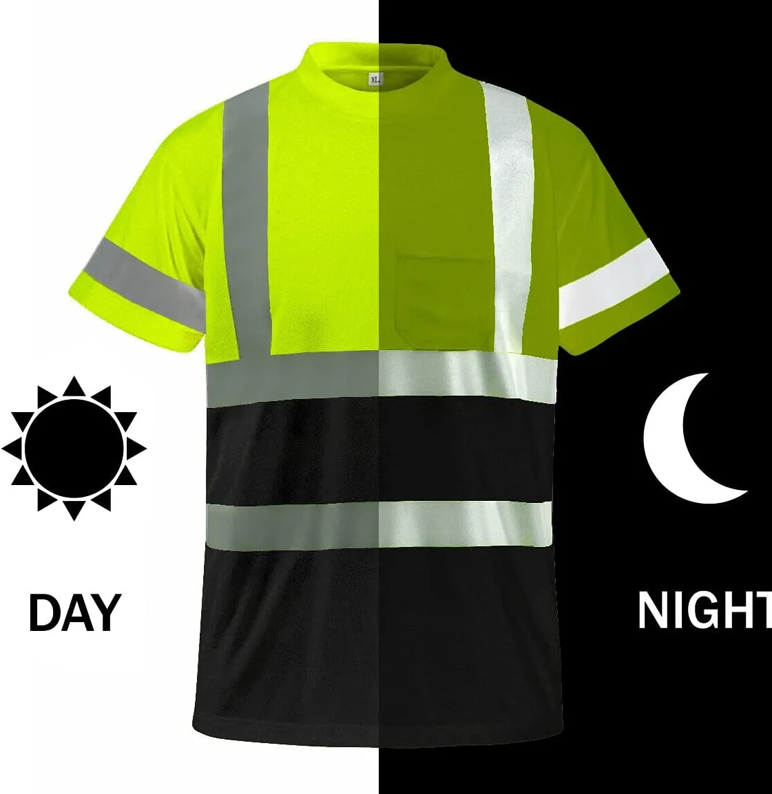 BeautyWill High Visibility Reflective Shirts for Men and Women Class 2 Safety Shirts with 6 Reflective Tapes