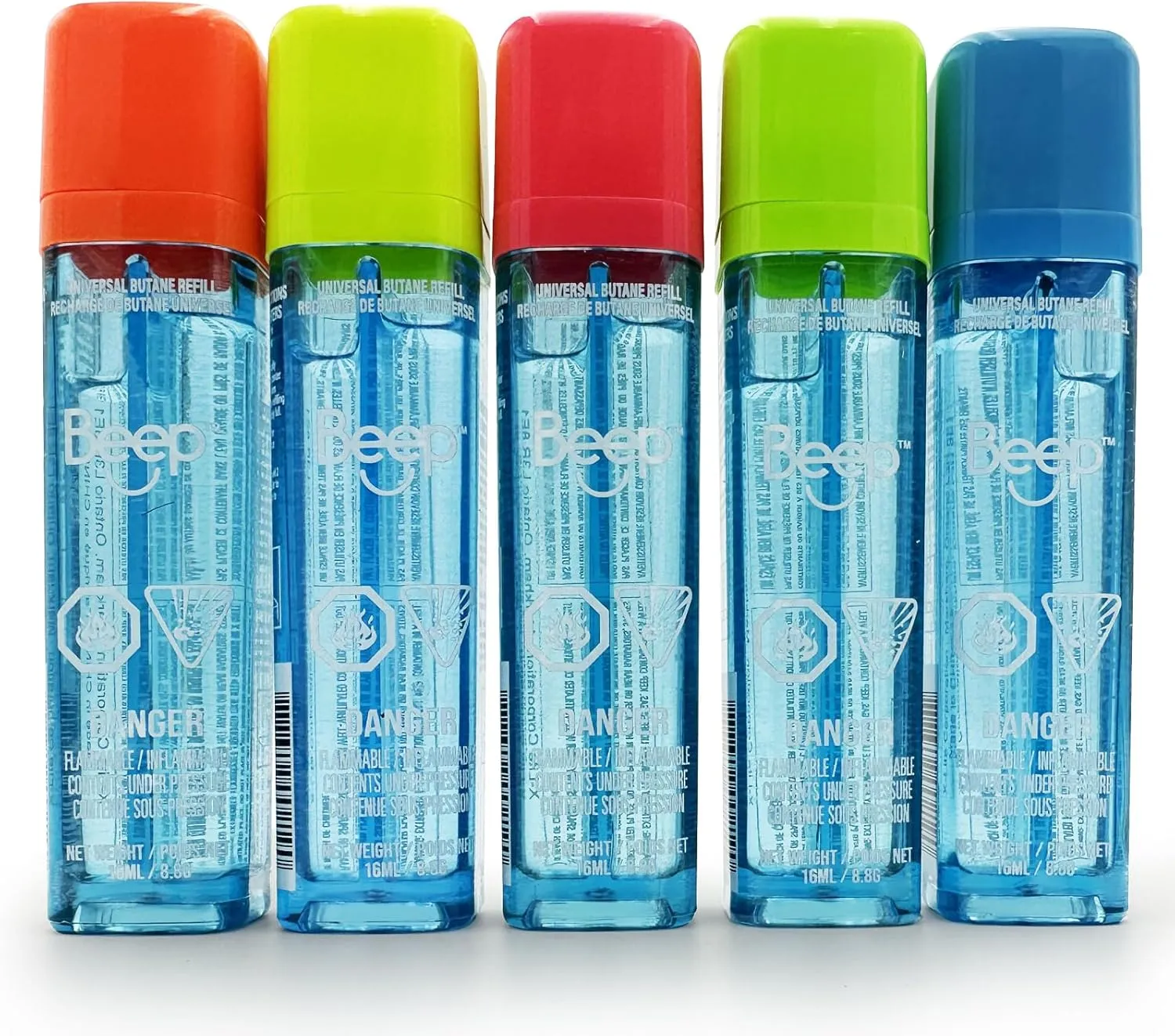 BEEP Premium Butane Fuel Refill 0.31oz(8.8g/16ml),5 Pack for Lighters, Butane Torch Replacement Canisters, 99.999% Pure Butane Refill Fluid for Lighters&Torches