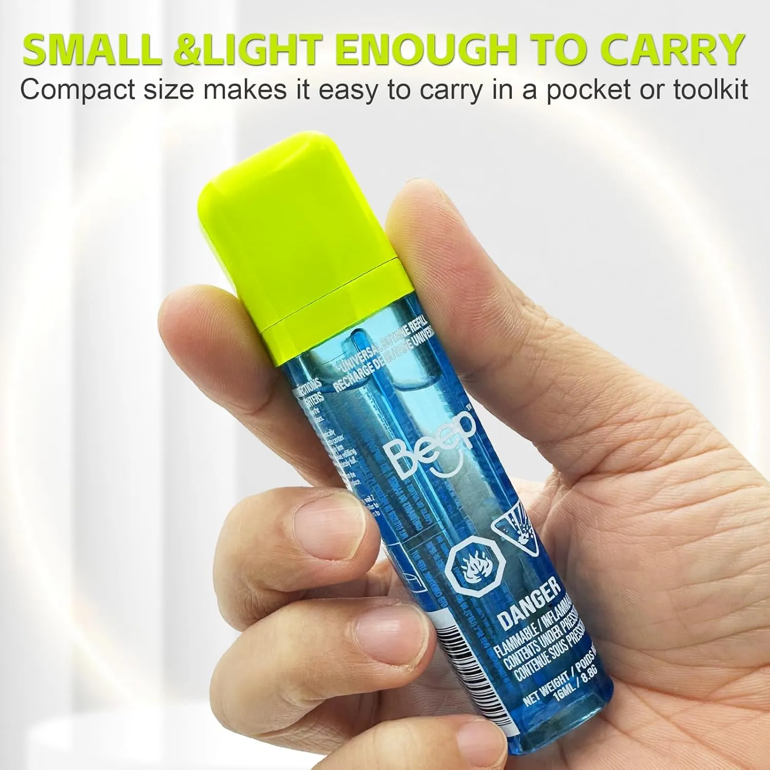 BEEP Premium Butane Fuel Refill 0.31oz(8.8g/16ml),5 Pack for Lighters, Butane Torch Replacement Canisters, 99.999% Pure Butane Refill Fluid for Lighters&Torches