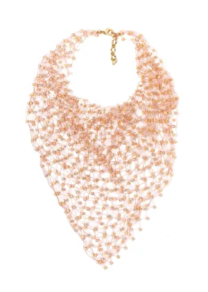 BEIGE SHORT NECKLACE PERFORATED WITH CRYSTALS