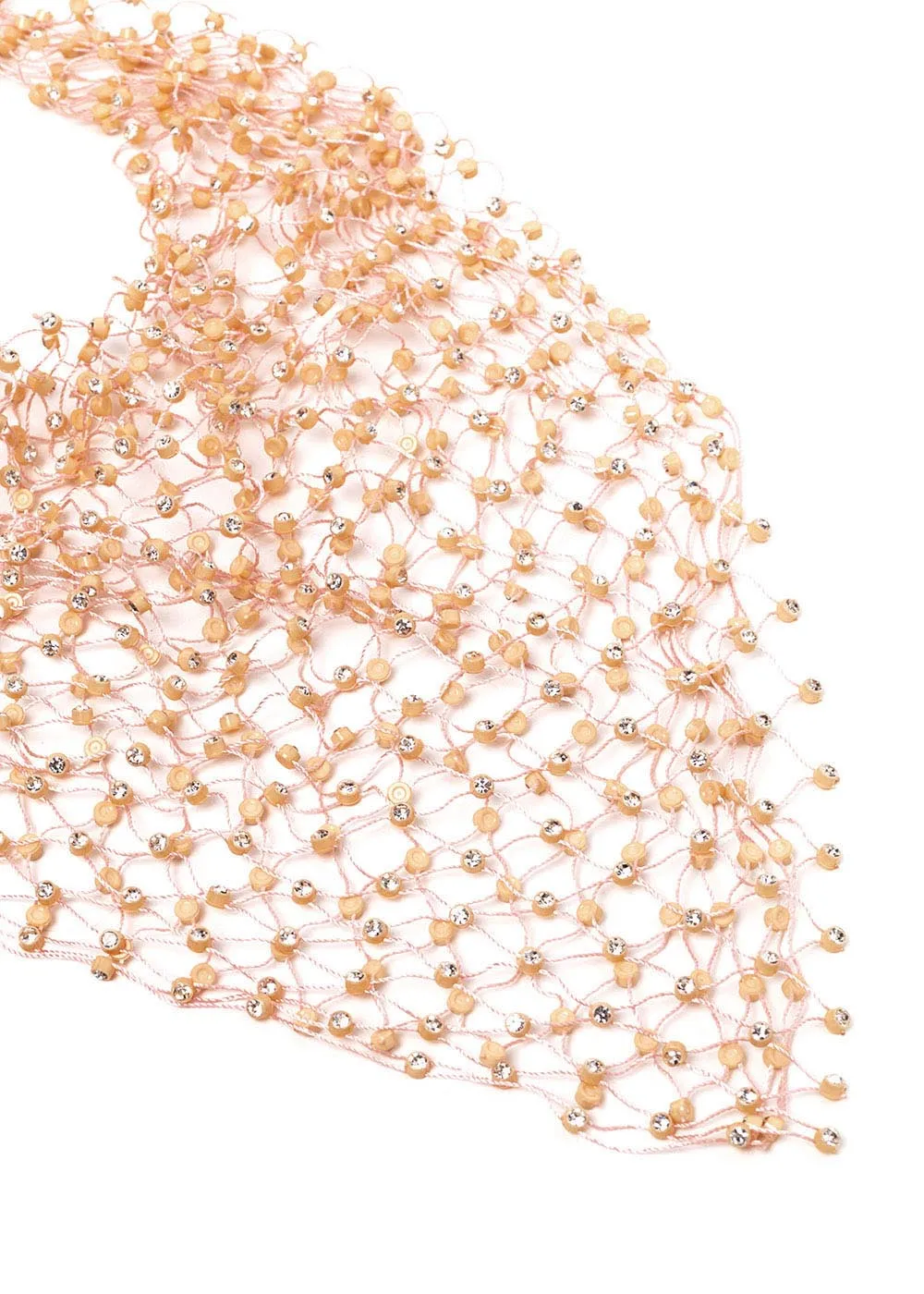 BEIGE SHORT NECKLACE PERFORATED WITH CRYSTALS