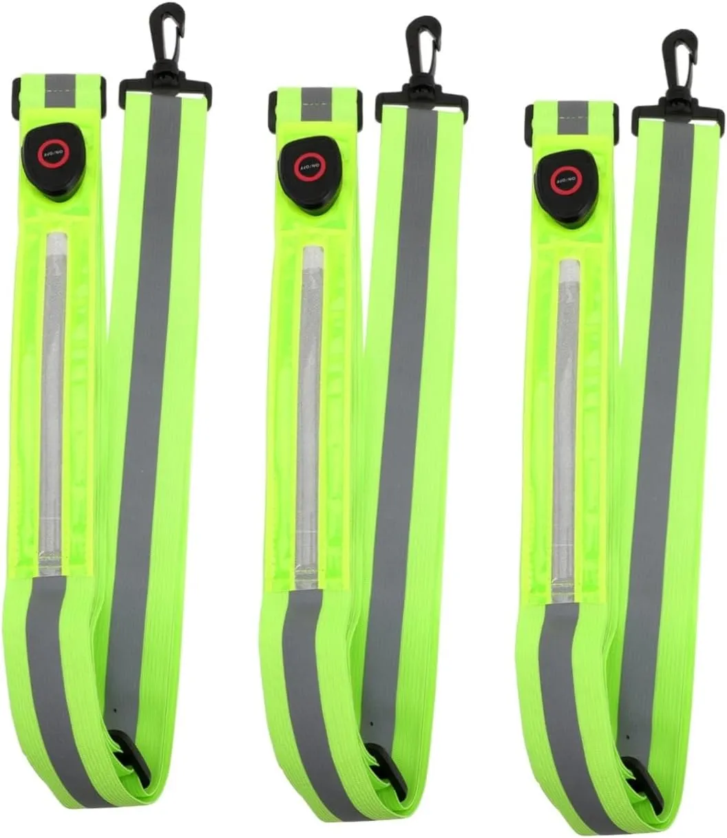 BESPORTBLE 3pcs Reflective Safety Running Strap High Visibility Night Running Belt for Men Women Comfortable Rechargeable for Jogging Walking and Outdoor Activities