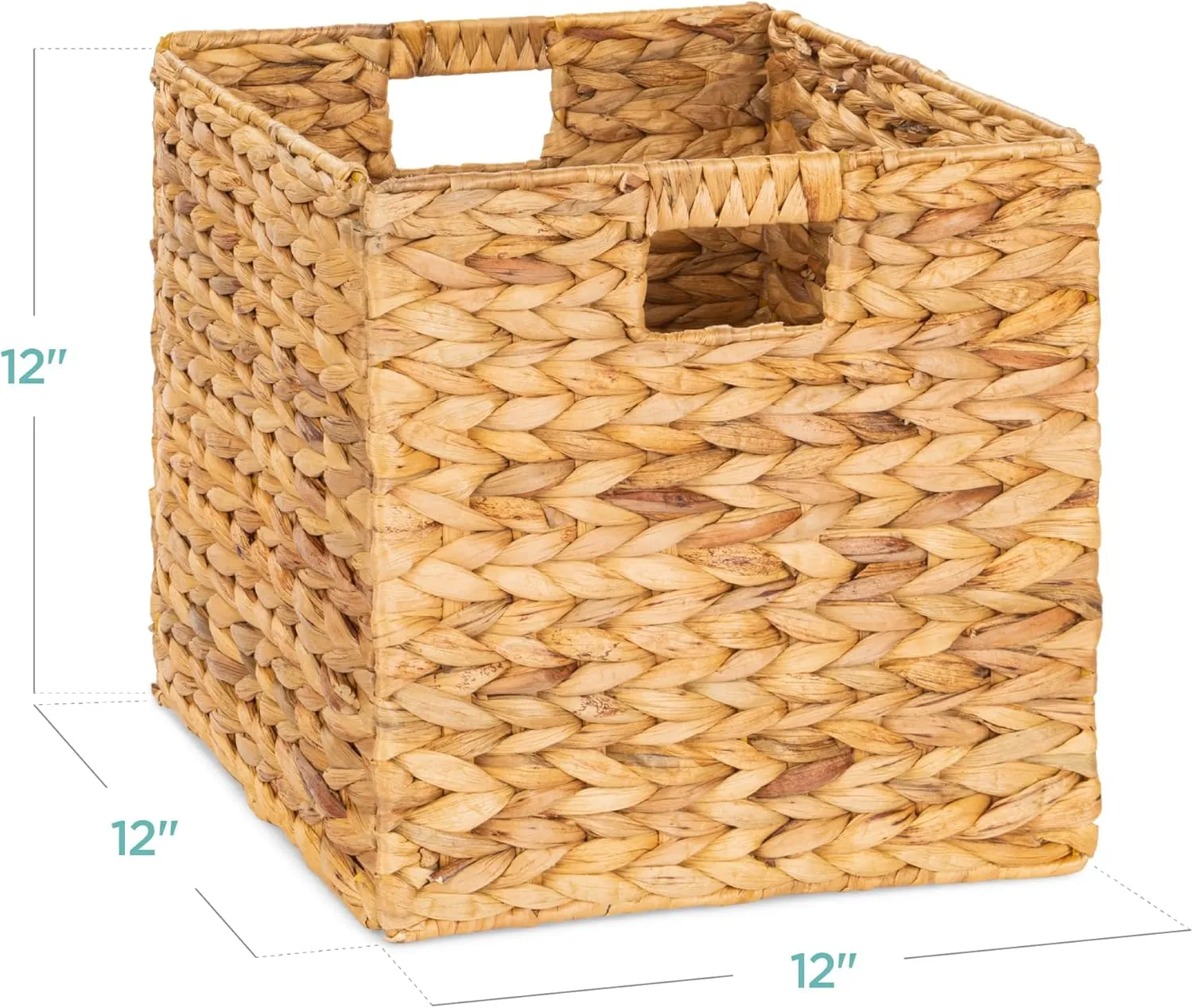 Best Choice Products 12x12in Hyacinth Baskets, Rustic Set Of 5 Multipurpose Collapsible Storage Organizer, Handwoven Laundry Totes for Bedroom, Living Room, Shelves w/Inserts - Natural