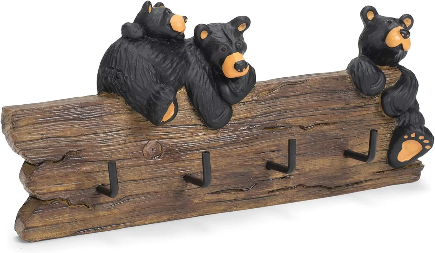 Black Bear Family 3.5 x 7.5 Hand-cast Resin Figurine Key Holder