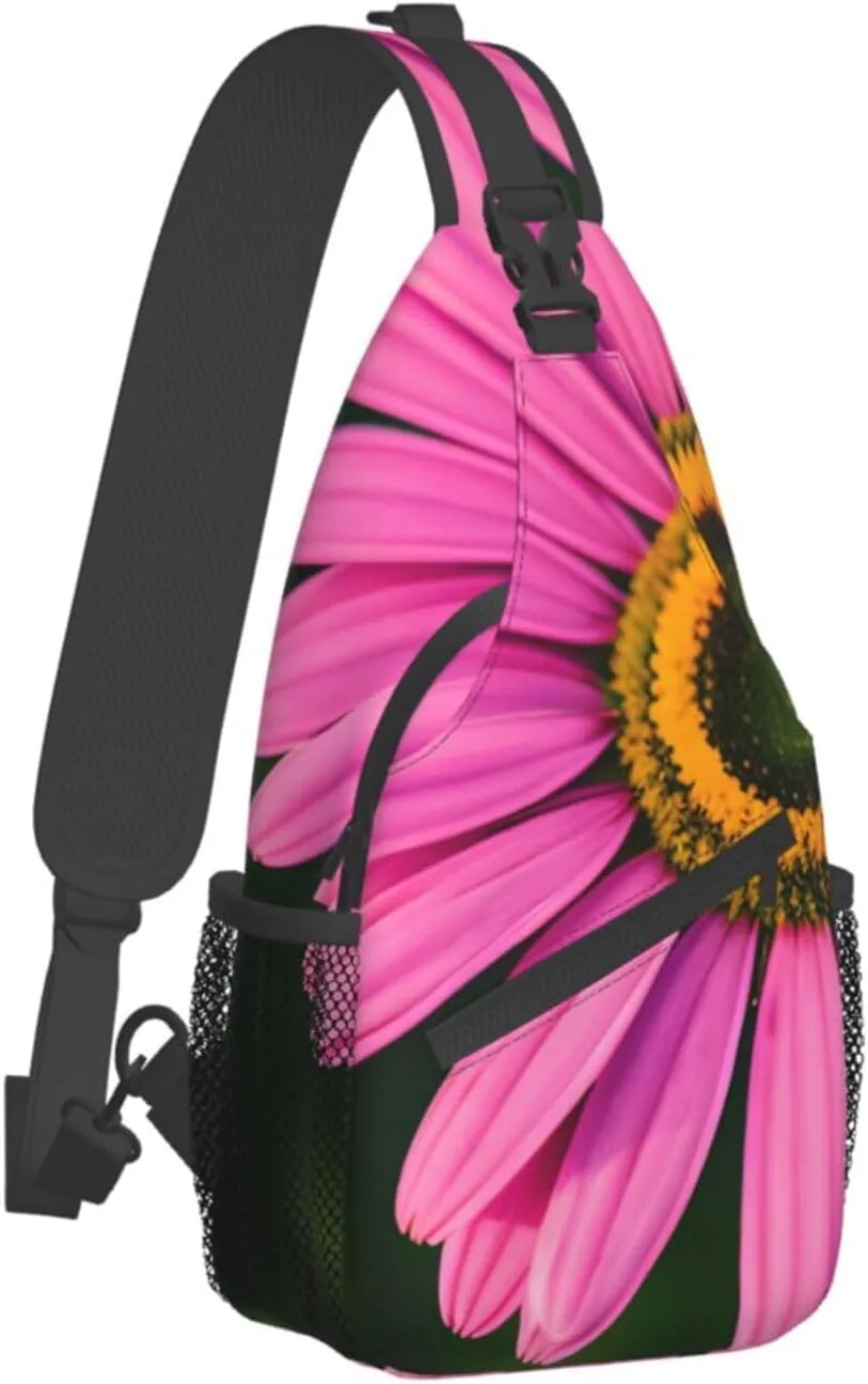 Black Blackgound Rose Crossbody Sling Backpack Sling Bag Travel Hiking Chest Bag Daypack For Women Men
