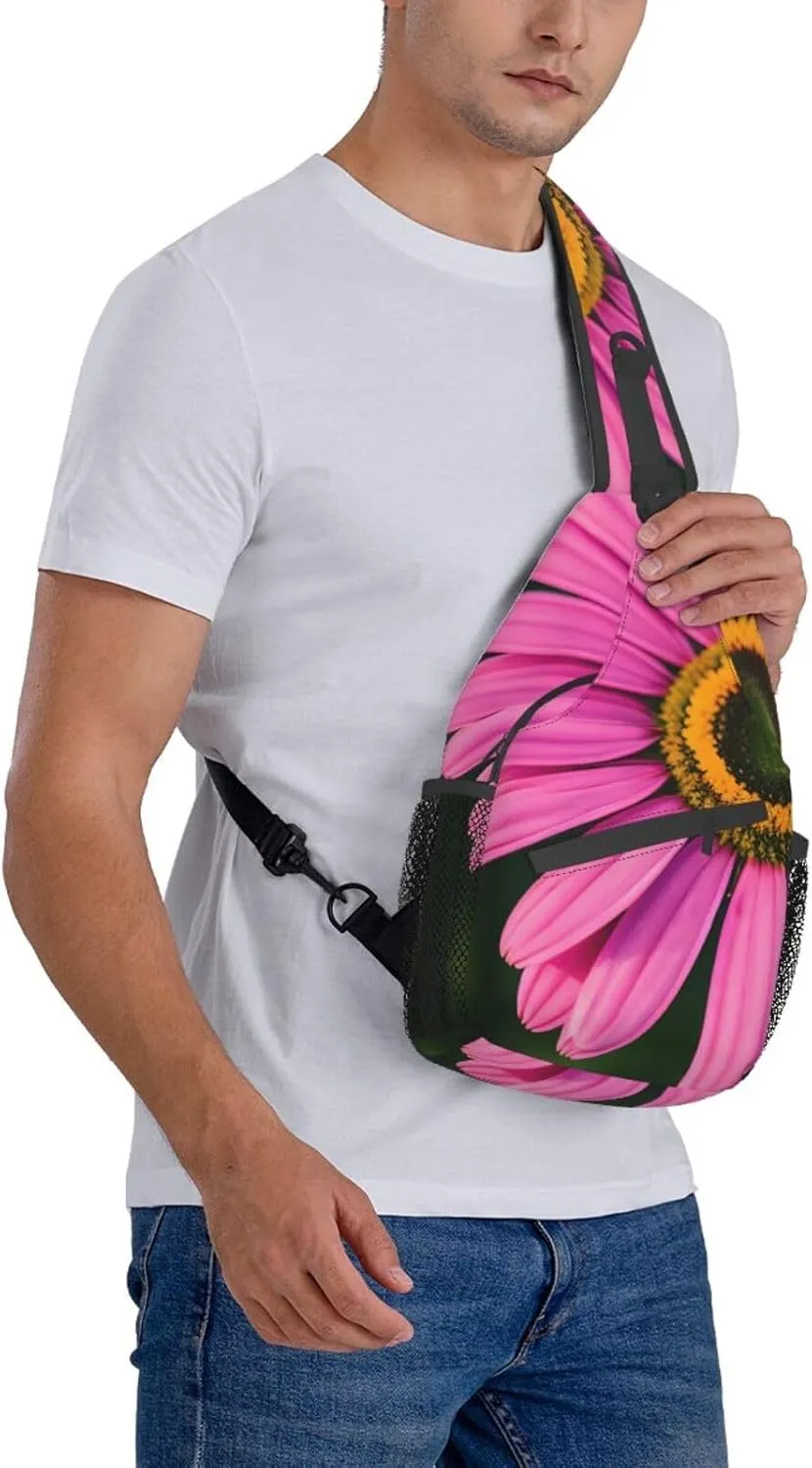 Black Blackgound Rose Crossbody Sling Backpack Sling Bag Travel Hiking Chest Bag Daypack For Women Men