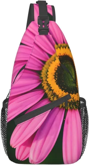 Black Blackgound Rose Crossbody Sling Backpack Sling Bag Travel Hiking Chest Bag Daypack For Women Men