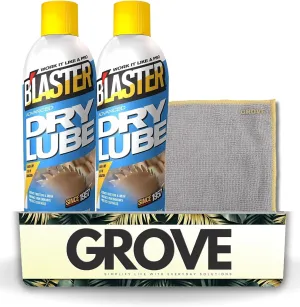 Blaster Dry Lubricant Spray 9.3 oz Bundle with Microfiber Cloth - Reduces Friction & Wear - Enhances Performance - Ideal for Locks, Hinges, and Tracks - Superior Spray Lubricant - (3 Items)