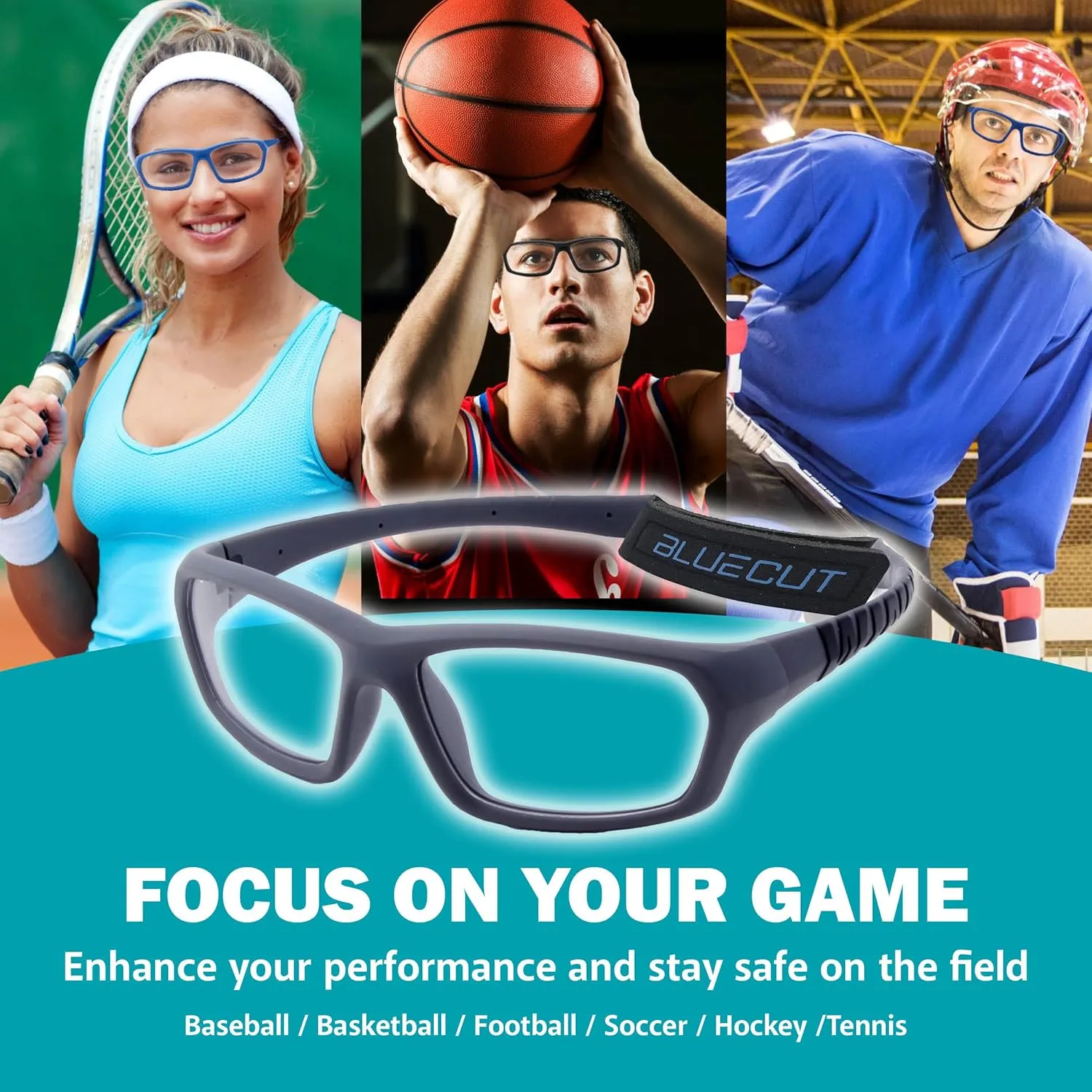 BLUE CUT Sports Protection Goggles, Anti-Fog Lenses Safety Glasses for Basketball, Pickleball and All Outdoor Sports
