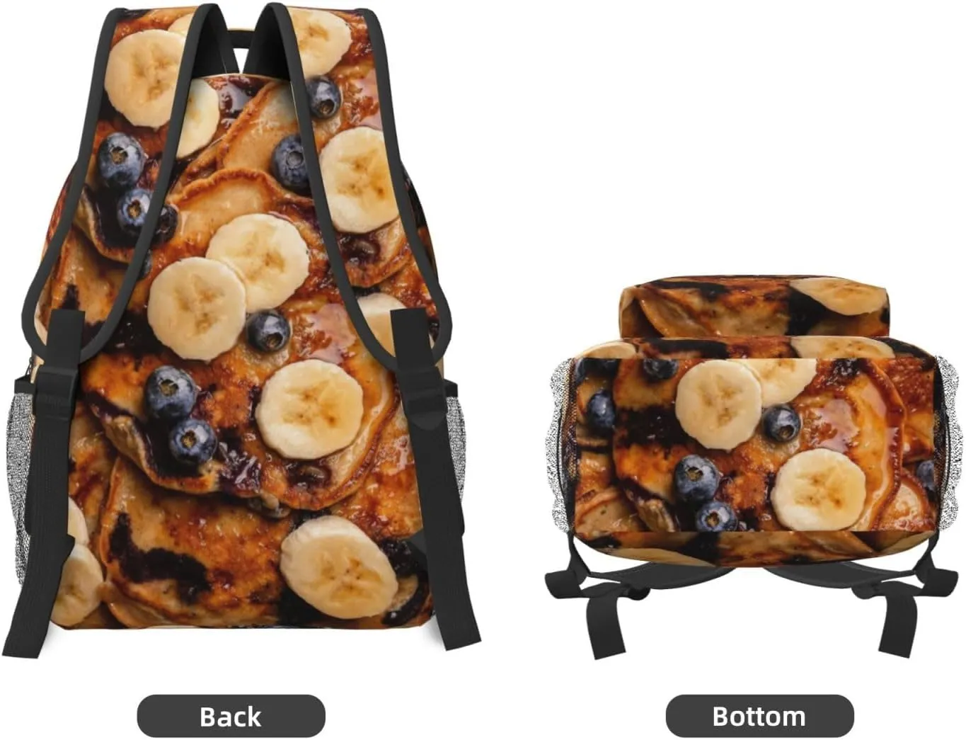 Blueberry Pancakes Backpack Funny Food Laptop Bookbag Travel Daypack Lightweight Durable Bag For Women Men