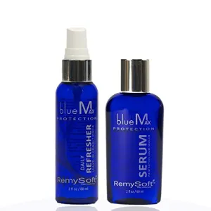 blueMax Daily Refresher & Protective Silicone Serum Set - Safe for Hair Extensions, Weaves and Wigs - Salon Formula Leave-in Conditioner & Serum