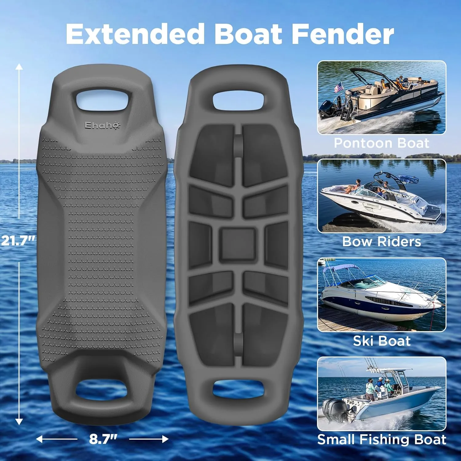 Boat Fenders, Boat Bumpers for Docking, EVA Pontoon Bumpers with Integrated Locking Rope, Fit for Bass, Ski, Bowriders and Fishing Boats