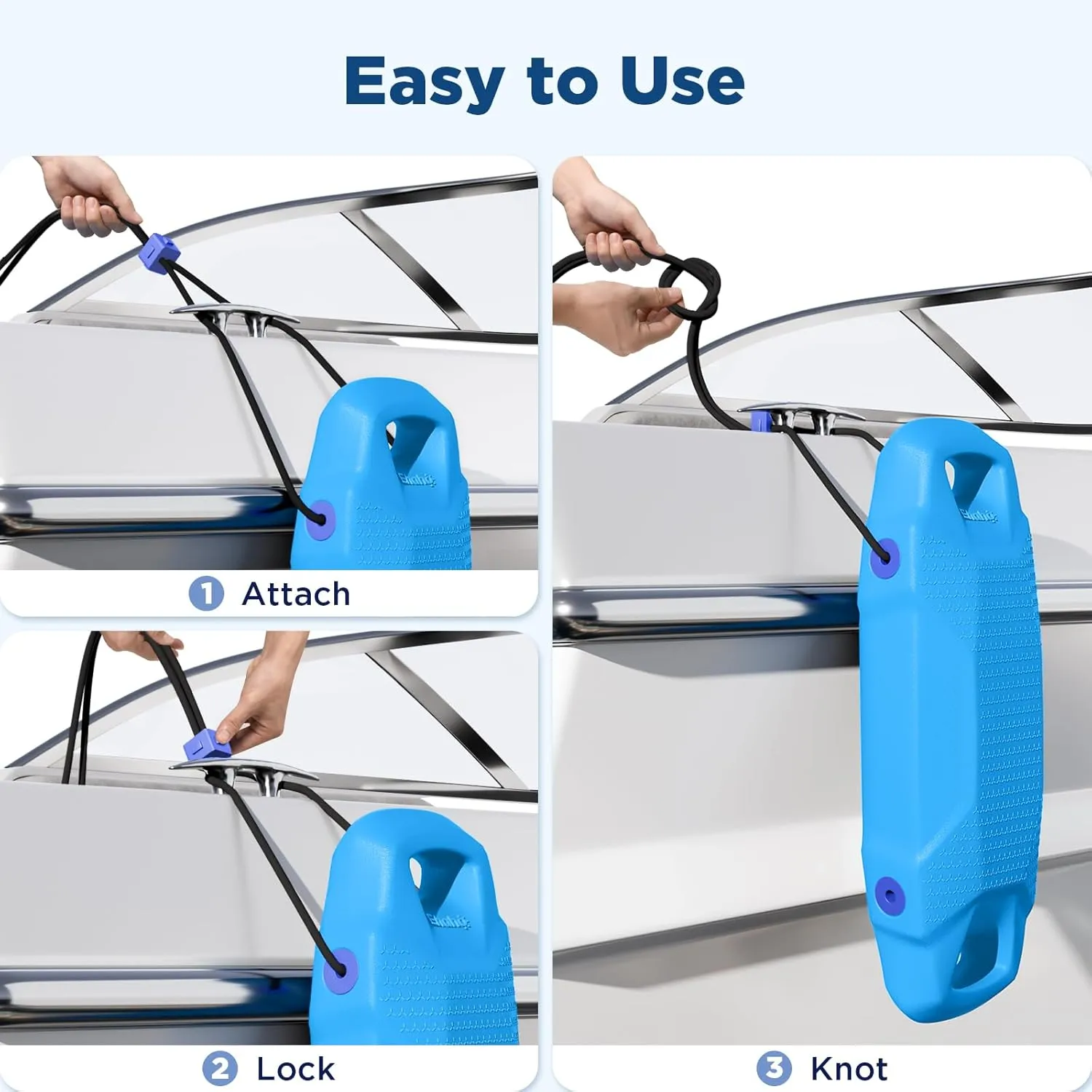 Boat Fenders, Boat Bumpers for Docking, EVA Pontoon Bumpers with Integrated Locking Rope, Fit for Bass, Ski, Bowriders and Fishing Boats