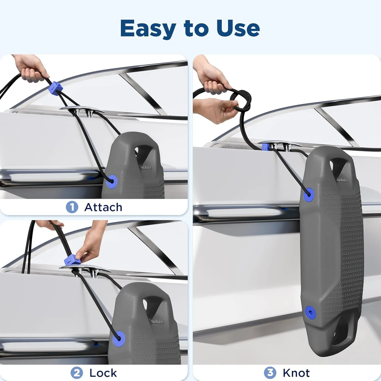 Boat Fenders, Boat Bumpers for Docking, EVA Pontoon Bumpers with Integrated Locking Rope, Fit for Bass, Ski, Bowriders and Fishing Boats