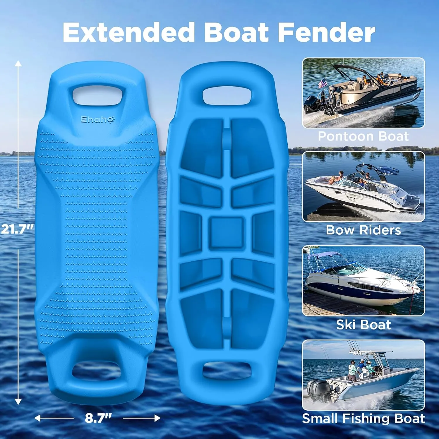 Boat Fenders, Boat Bumpers for Docking, EVA Pontoon Bumpers with Integrated Locking Rope, Fit for Bass, Ski, Bowriders and Fishing Boats