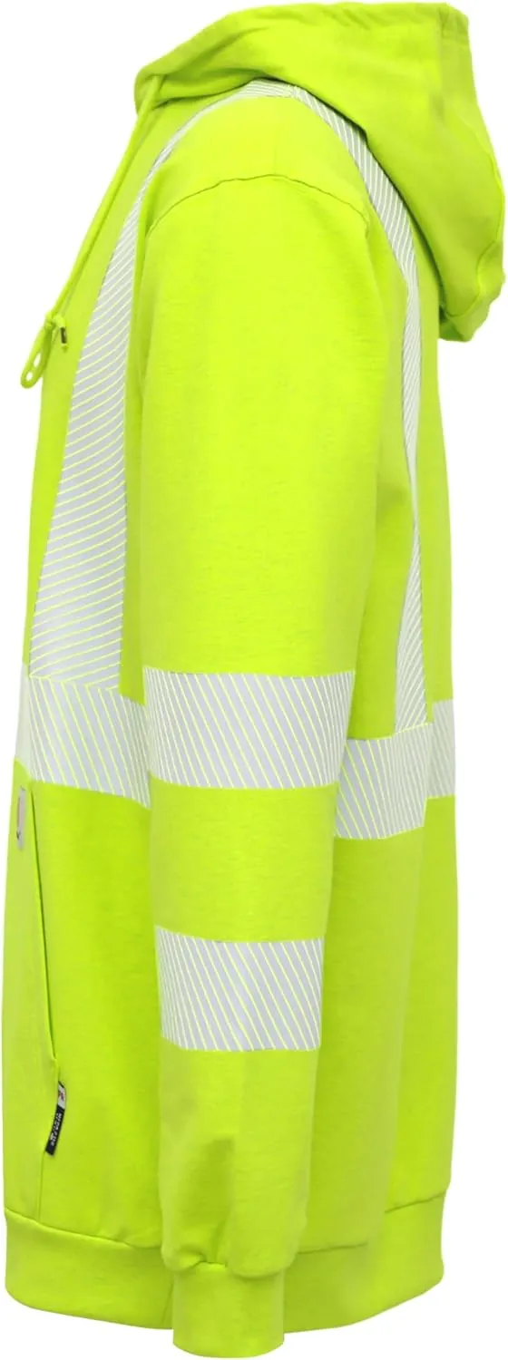 BOCOMAL FR Hoodies Pullover High Visibility 7.5oz Lightweight Non Fleece Hi vis Flame Resistant Reflective Hooded Sweatshirts