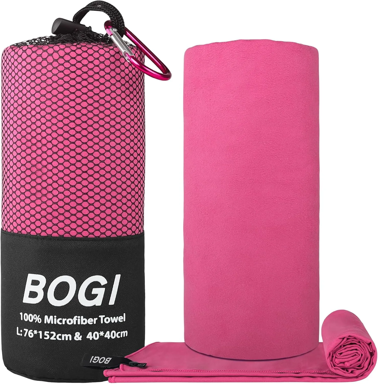 BOGI Microfiber Travel Sports Towel-Quick Dry Towel, Soft Lightweight Microfiber Camping Towel Absorbent Compact Travel Towel for Camping Gym Yoga Swimming Backpacking (L:60''x30'' 16''x16''-Hpink)