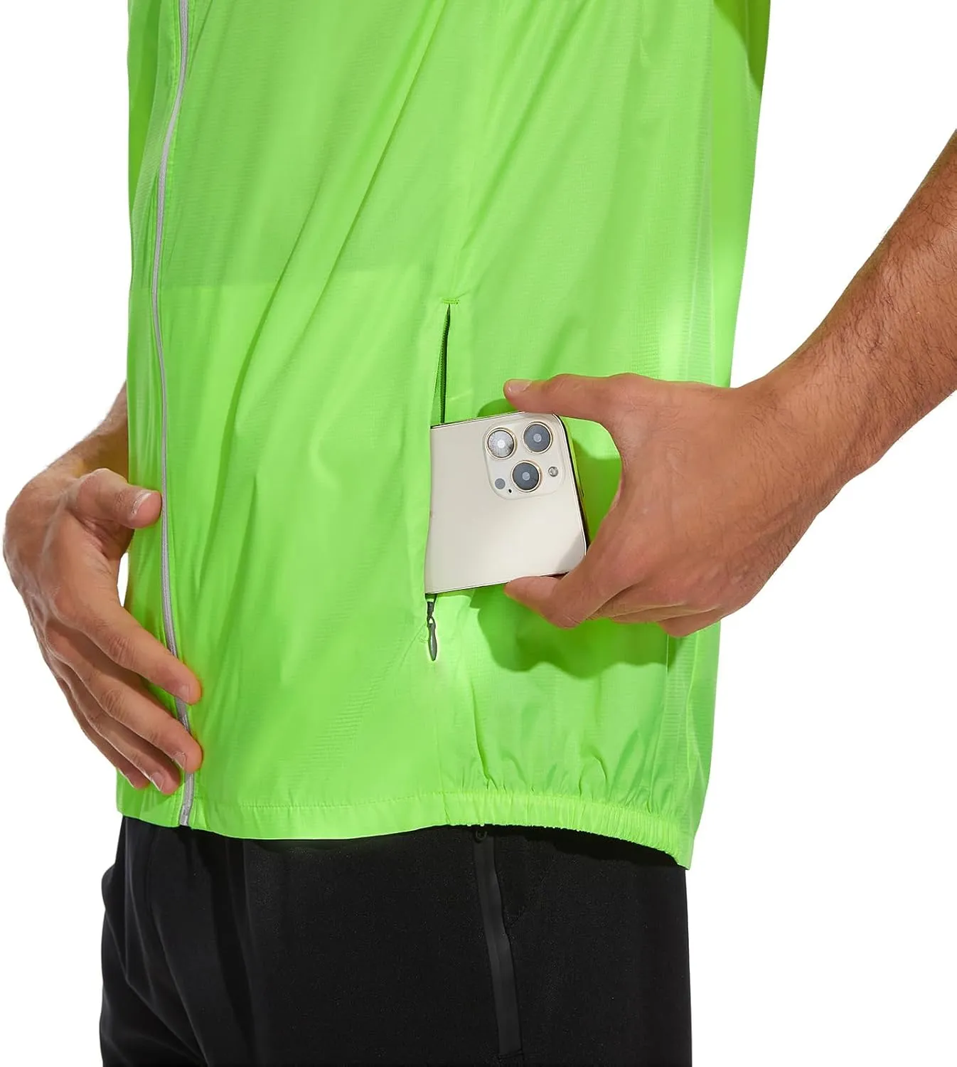 bpbtti Men's Hi-Viz Safety Running Cycling Vest Sleeveless Windbreaker vests- Windproof and Reflective