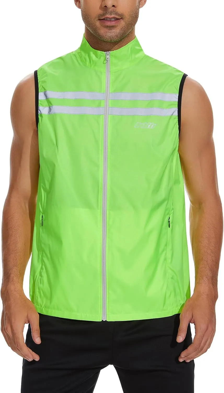 bpbtti Men's Hi-Viz Safety Running Cycling Vest Sleeveless Windbreaker vests- Windproof and Reflective