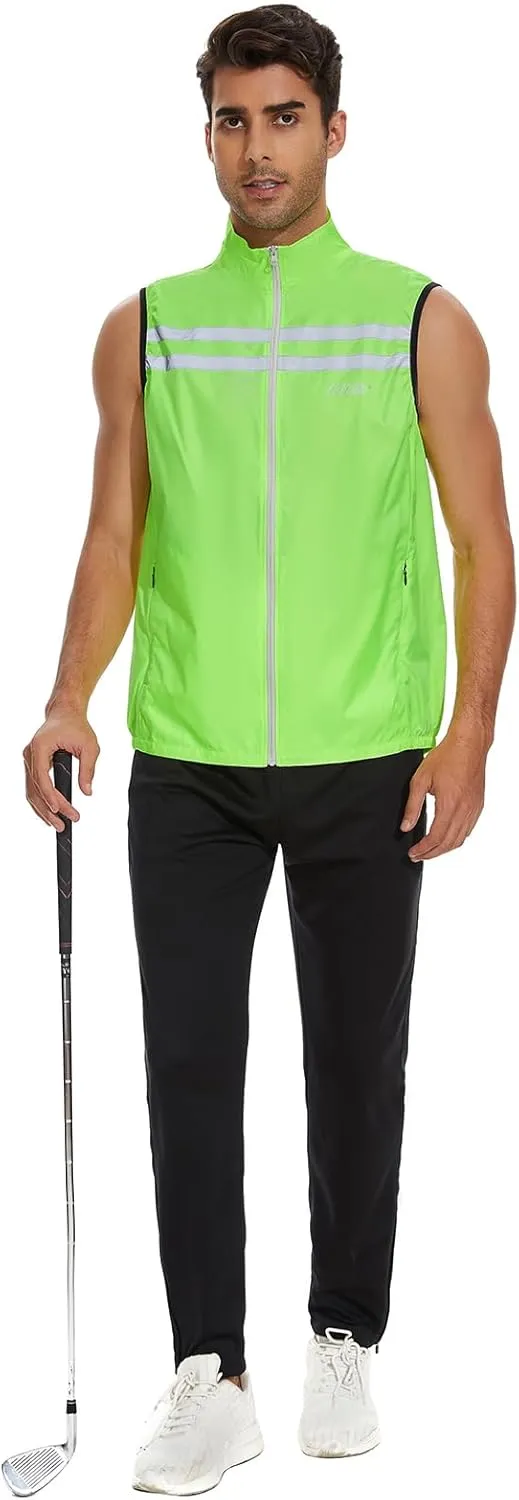 bpbtti Men's Hi-Viz Safety Running Cycling Vest Sleeveless Windbreaker vests- Windproof and Reflective