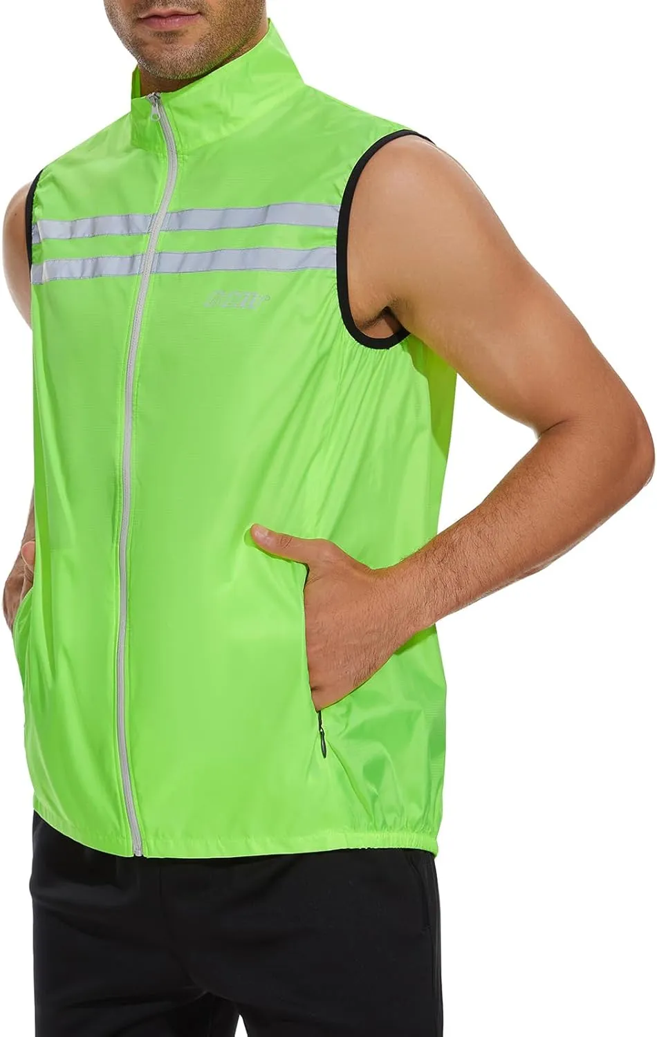 bpbtti Men's Hi-Viz Safety Running Cycling Vest Sleeveless Windbreaker vests- Windproof and Reflective