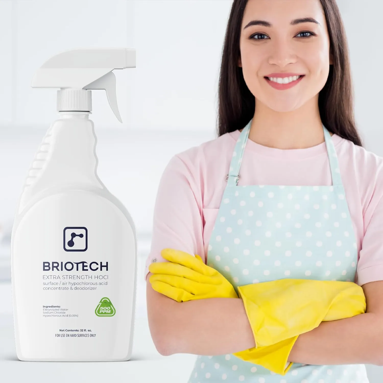 BRIOTECH Surface/Air 500, Pure Hypochlorous 500 PPM for ULV Foggers Sprayers & Humidifiers, Professional Cleaner Deodorizer for Dental, Offices, Schools, Homes, Peroxide Free, 1 Gallon Refill