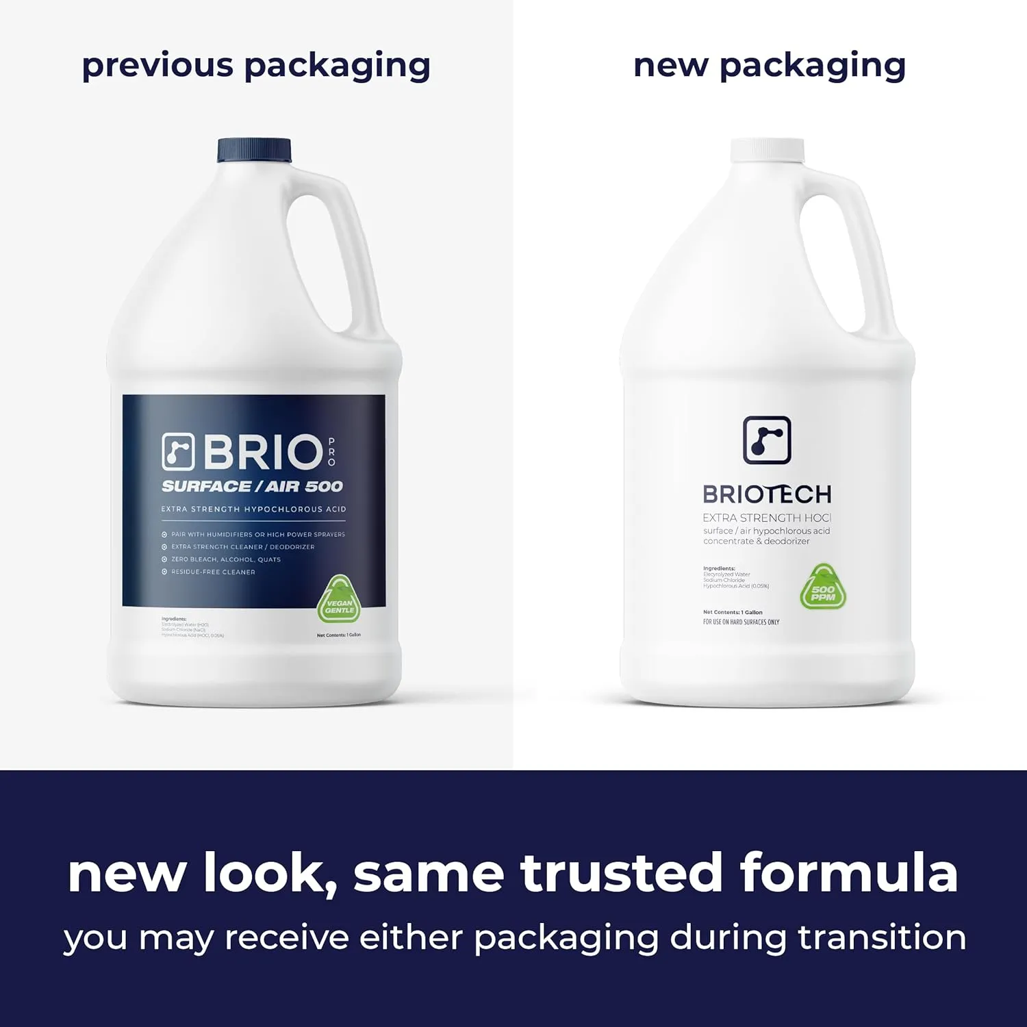 BRIOTECH Surface/Air 500, Pure Hypochlorous 500 PPM for ULV Foggers Sprayers & Humidifiers, Professional Cleaner Deodorizer for Dental, Offices, Schools, Homes, Peroxide Free, 1 Gallon Refill