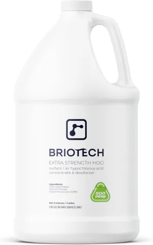 BRIOTECH Surface/Air 500, Pure Hypochlorous 500 PPM for ULV Foggers Sprayers & Humidifiers, Professional Cleaner Deodorizer for Dental, Offices, Schools, Homes, Peroxide Free, 1 Gallon Refill