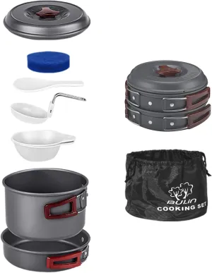 Bulin 37/24/20/17/12/9/4PCS Camping Cookware Mess Kit Backpacking Cooking Set Lightweight Cookware Sets Outdoor Cook Gear for Family Hiking Picnic