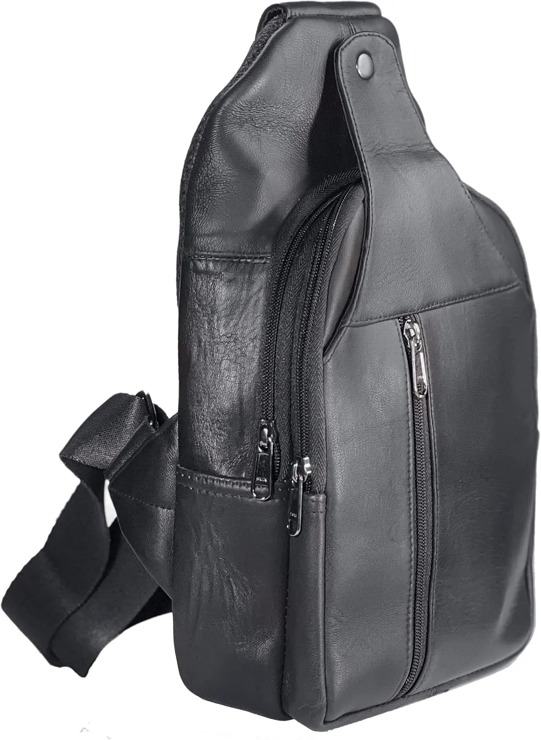 Bullz Crossbody Backpack Travel Hiking Chest Bag Daypack Leather Sling Bag for Men and Women (Black)