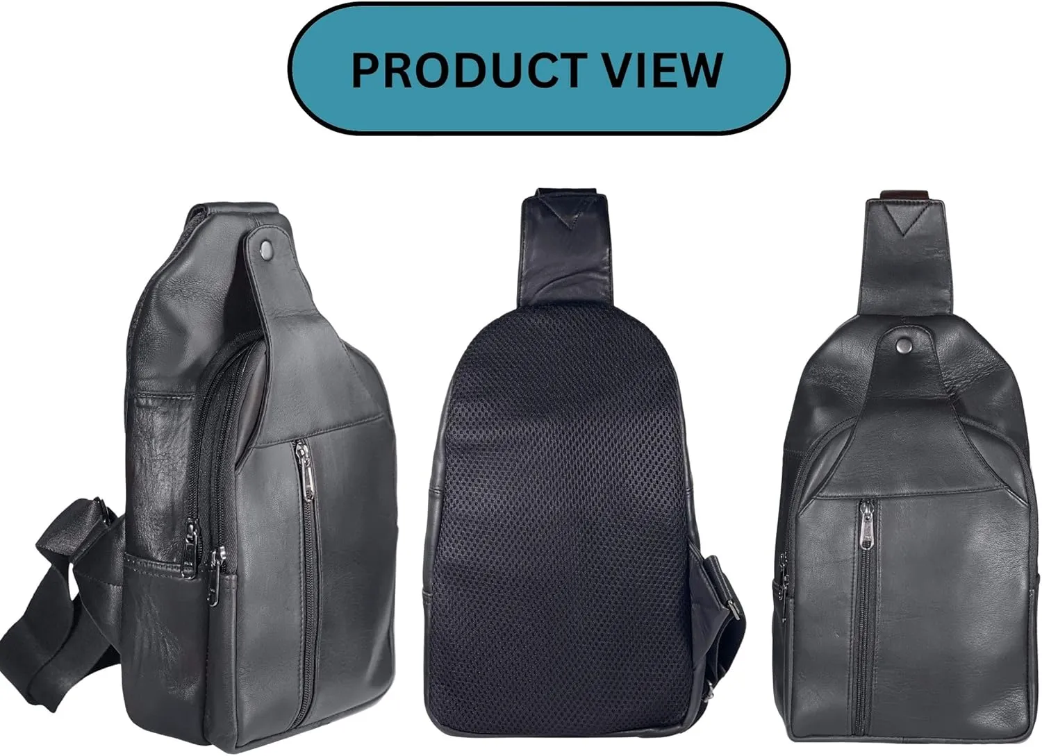 Bullz Crossbody Backpack Travel Hiking Chest Bag Daypack Leather Sling Bag for Men and Women (Black)