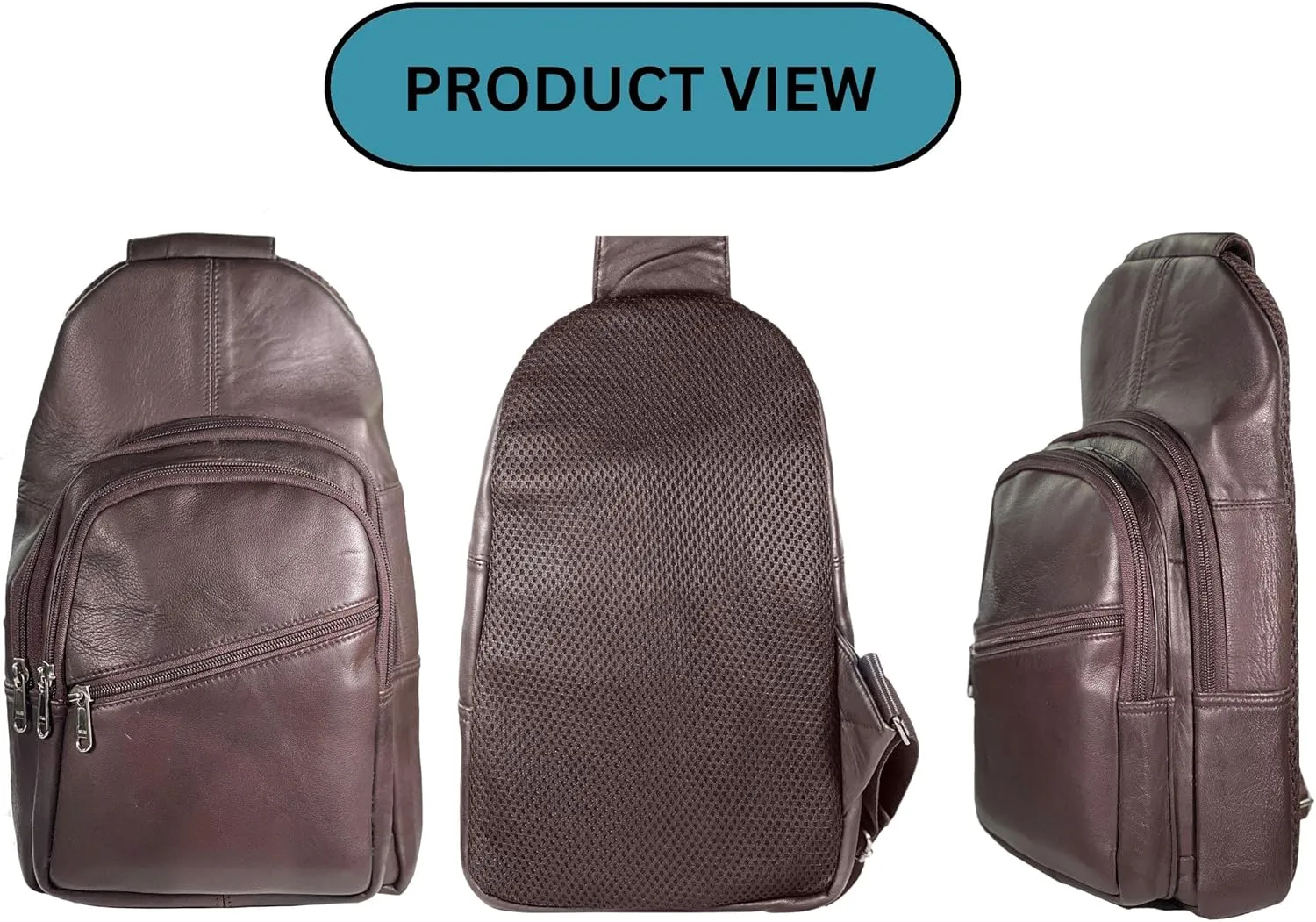 Bullz Crossbody Backpack Travel Hiking Chest Bag Daypack Leather Sling Bag for Men and Women (Brown)